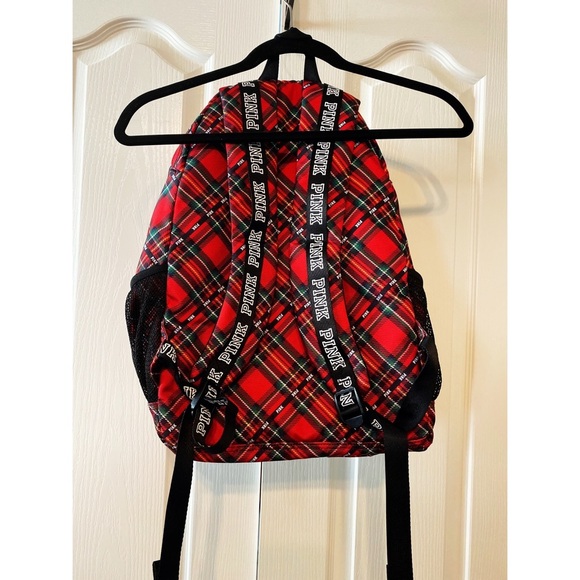 Pink by Victoria Secret Red Plaid Campus Backpack - Picture 2 of 12